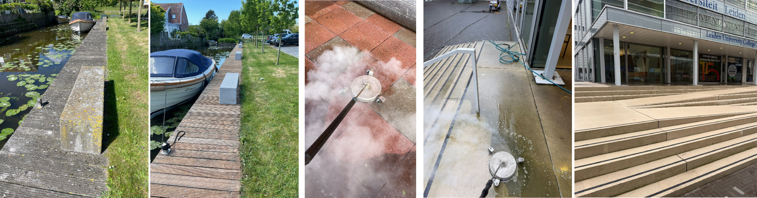 steiger en terras reiniging, voor en na